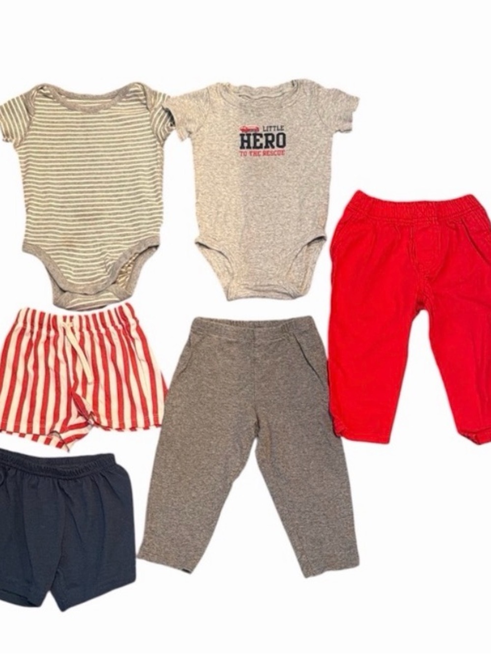 12M Baby Boy Summer Bundle Red White & Blue Shorts, Bodysuits & Playwear